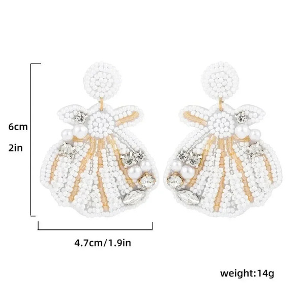 Anthropologie Beach Seashell Pearl Beaded Earrings Brand New - Picture 7 of 7